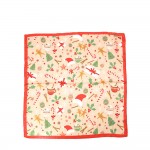 Wholesale lightweight square bandana scarf printed hand drawn holiday motif tree