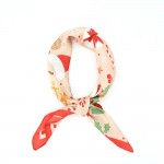 Wholesale lightweight square bandana scarf printed hand drawn holiday motif tree