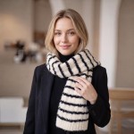 Wholesale striped fuzzy scarf soft eyelash boucle knit heavyweight winter scarf