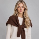Wholesale knitted Shoulder Wrap soft blend cotton acrylic like sweater knotted s
