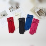 Wholesale bow Accent Gloves soft brushed finish sweet decorative bow at wrist fe