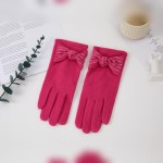 Wholesale bow Accent Gloves soft brushed finish sweet decorative bow at wrist fe
