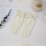 Wholesale bow Accent Gloves soft brushed finish sweet decorative bow at wrist fe