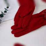 Wholesale bow Accent Gloves soft brushed finish sweet decorative bow at wrist fe