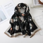 Wholesale cat Print Scarf whimsical kitty faces across soft cozy weave finished