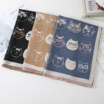 Wholesale cat Print Scarf whimsical kitty faces across soft cozy weave finished