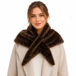 Wholesale plush Faux Fur Scarf dense velvety pile cozy crosses neatly at front n