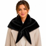 Wholesale plush Faux Fur Scarf dense velvety pile cozy crosses neatly at front n