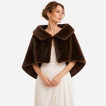 Wholesale faux Fur Bow Shrug plush shawl collar oversized bow at front cropped c