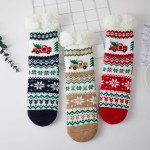 Wholesale holiday Truck Fair Isle Sherpa Slipper Socks classic knit pattern snow