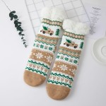 Wholesale holiday Truck Fair Isle Sherpa Slipper Socks classic knit pattern snow