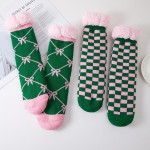 Wholesale bow Checkered Sherpa Slipper Socks two trend right prints dainty bow l