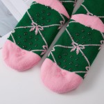 Wholesale bow Checkered Sherpa Slipper Socks two trend right prints dainty bow l