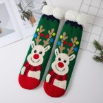 Wholesale christmas Reindeer Sherpa Lined Slipper Socks fuzzy reindeer pom pom t