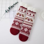 Wholesale fair Isle Reindeer Sherpa Slipper Socks knit prancing reindeer snowfla