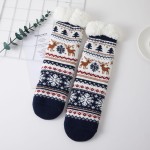 Wholesale fair Isle Reindeer Sherpa Slipper Socks knit prancing reindeer snowfla