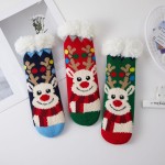 Wholesale reindeer Sherpa Slipper Socks cozy knit smiling reindeer cheerful knit