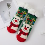 Wholesale reindeer Sherpa Slipper Socks cozy knit smiling reindeer cheerful knit