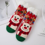 Wholesale reindeer Sherpa Slipper Socks cozy knit smiling reindeer cheerful knit