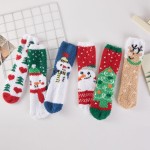 Wholesale christmas Fuzzy Socks festive knit designs like snowmen Christmas tree