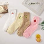Wholesale fruit Embroidered Fuzzy Socks sweet little fruit stitched at ankle suc