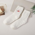 Wholesale fruit Embroidered Fuzzy Socks sweet little fruit stitched at ankle suc
