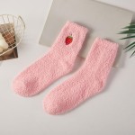 Wholesale fruit Embroidered Fuzzy Socks sweet little fruit stitched at ankle suc
