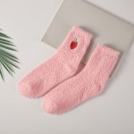 Wholesale fruit Embroidered Fuzzy Socks sweet little fruit stitched at ankle suc