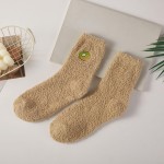 Wholesale fruit Embroidered Fuzzy Socks sweet little fruit stitched at ankle suc