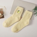 Wholesale fruit Embroidered Fuzzy Socks sweet little fruit stitched at ankle suc