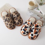 Wholesale buckle Strap Clog Slippers soft printed faux suede cozy sherpa lining