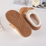 Wholesale faux Suede Bow Slippers plush sherpa lining fluffy folded cuff sweet t