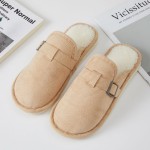 Wholesale faux Suede Buckle Clog Slippers plush sherpa lining side buckle strap
