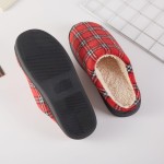 Wholesale plaid House Slippers classic tartan knit upper plush sherpa lining kee