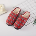 Wholesale plaid House Slippers classic tartan knit upper plush sherpa lining kee