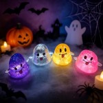 Wholesale glitter ghost squishy smiley soft gel body squishes flat reshapes hand