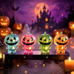 Wholesale glitter jack o lantern character squishy carved grin stubby armed body