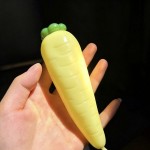 Wholesale carrot squishy molded ridged root detail leafy top stretched long so i