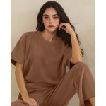 Wholesale oversized Scuba Short Sleeve Top Pack Crewneck Loose Fit Lightweight B