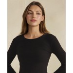 Wholesale ribbed Long Sleeve Cropped Fitted Top Pack Round Neckline Soft Breatha