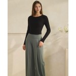 Wholesale ribbed Long Sleeve Cropped Fitted Top Pack Round Neckline Soft Breatha