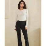 Wholesale ribbed Long Sleeve Cropped Fitted Top Pack Round Neckline Soft Breatha