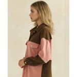 Wholesale color Block Corduroy Shacket Pack Relaxed Fit Dual Chest Flap Pockets