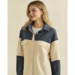 Wholesale color Block Corduroy Shacket Pack Relaxed Fit Dual Chest Flap Pockets