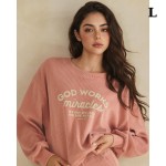 Wholesale god Works Miracles Corduroy Graphic Sweatshirt Crewneck Dropped shoul