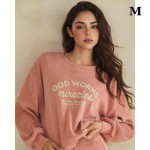 Wholesale god Works Miracles Corduroy Graphic Sweatshirt Crewneck Dropped shoul