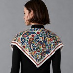 Wholesale paisley Print Square Scarf silky polyester generous inch square intric