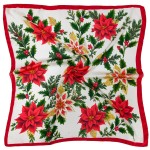 Wholesale holiday Poinsettia Square Scarf silky polyester measuring inches squar