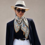 Wholesale botanical Print Square Scarf silky polyester measuring inches square d