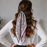 Wholesale floral Print Square Scarf silky polyester measuring inches square Bloc